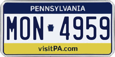 PA license plate MON4959