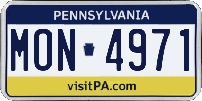 PA license plate MON4971