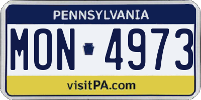 PA license plate MON4973