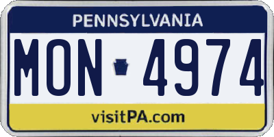 PA license plate MON4974