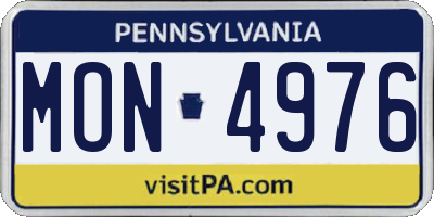 PA license plate MON4976
