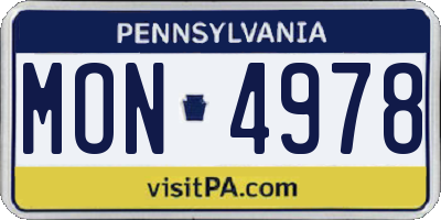 PA license plate MON4978