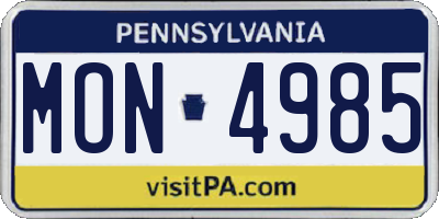 PA license plate MON4985