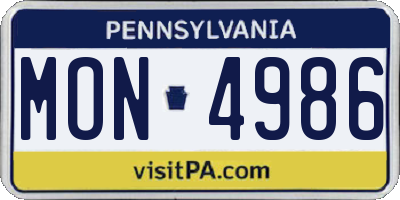 PA license plate MON4986