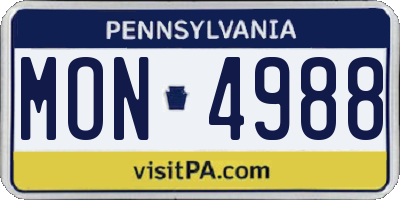 PA license plate MON4988