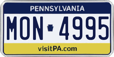 PA license plate MON4995