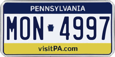 PA license plate MON4997