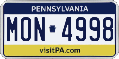 PA license plate MON4998