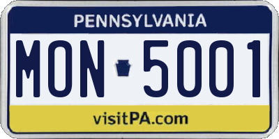 PA license plate MON5001