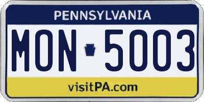 PA license plate MON5003