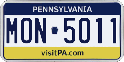 PA license plate MON5011