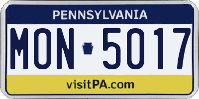 PA license plate MON5017
