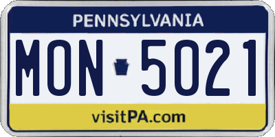 PA license plate MON5021