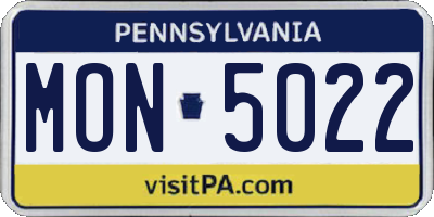 PA license plate MON5022