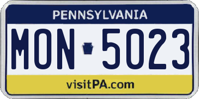 PA license plate MON5023