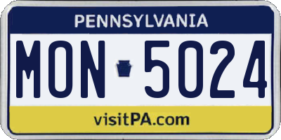 PA license plate MON5024