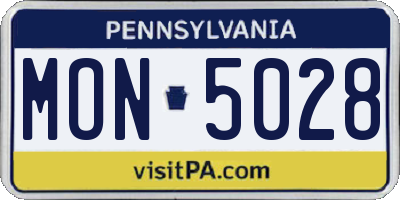 PA license plate MON5028