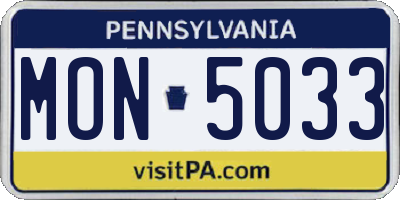 PA license plate MON5033