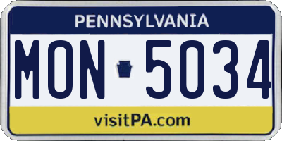 PA license plate MON5034