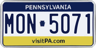 PA license plate MON5071