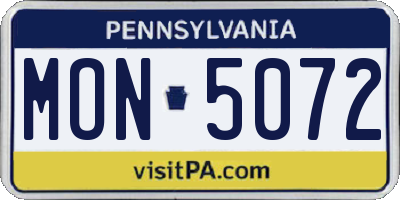 PA license plate MON5072