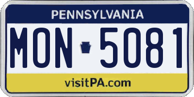 PA license plate MON5081