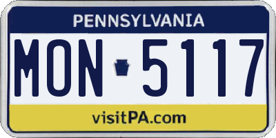 PA license plate MON5117