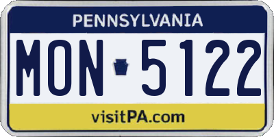 PA license plate MON5122