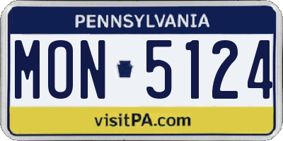PA license plate MON5124