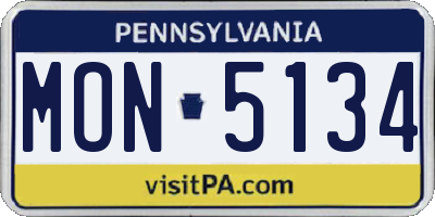 PA license plate MON5134