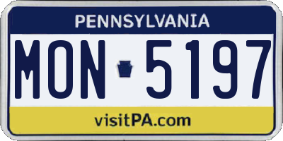 PA license plate MON5197