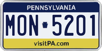 PA license plate MON5201