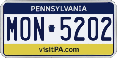 PA license plate MON5202