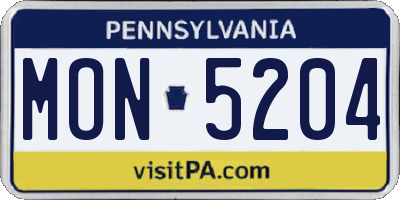 PA license plate MON5204