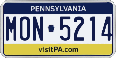 PA license plate MON5214