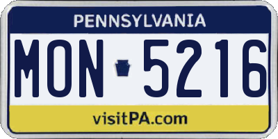 PA license plate MON5216