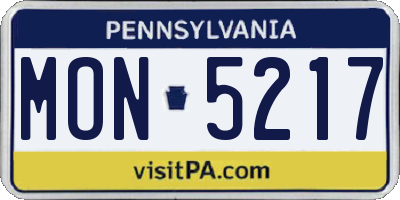 PA license plate MON5217