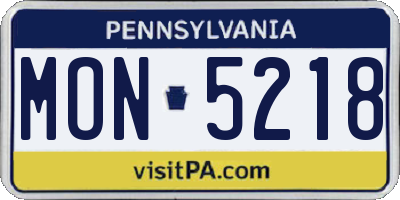 PA license plate MON5218