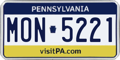 PA license plate MON5221