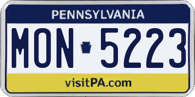 PA license plate MON5223