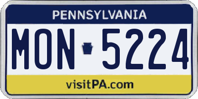 PA license plate MON5224