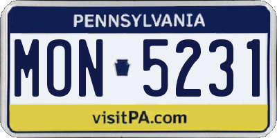PA license plate MON5231