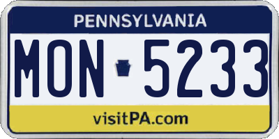 PA license plate MON5233