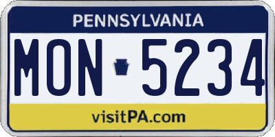 PA license plate MON5234