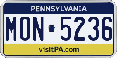 PA license plate MON5236