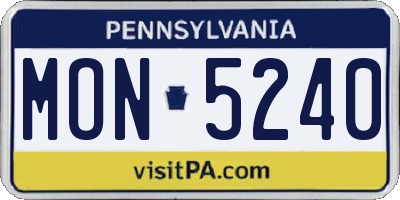 PA license plate MON5240
