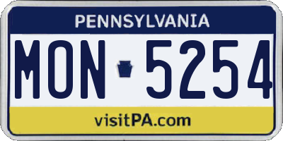 PA license plate MON5254