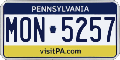 PA license plate MON5257