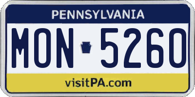 PA license plate MON5260