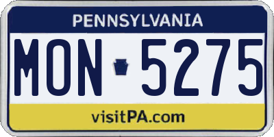 PA license plate MON5275